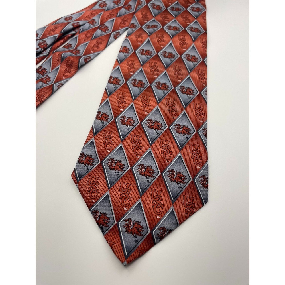 Eagle Neckwear USC University of South Carolina Tie Orange Gray Diamond Logo Men